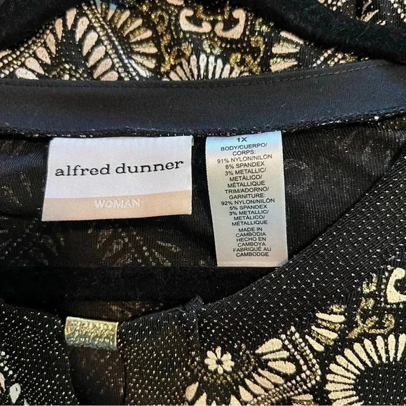 Alfred Dunner Woman Blouse Sz 1X Faux Gold Metallic Accents Shimmery Glittery - Picture 4 of 4